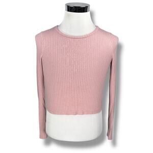 Reformation Crop Top Women’s Small Pink Ribbed Pullover Lightweight Long Sleeve